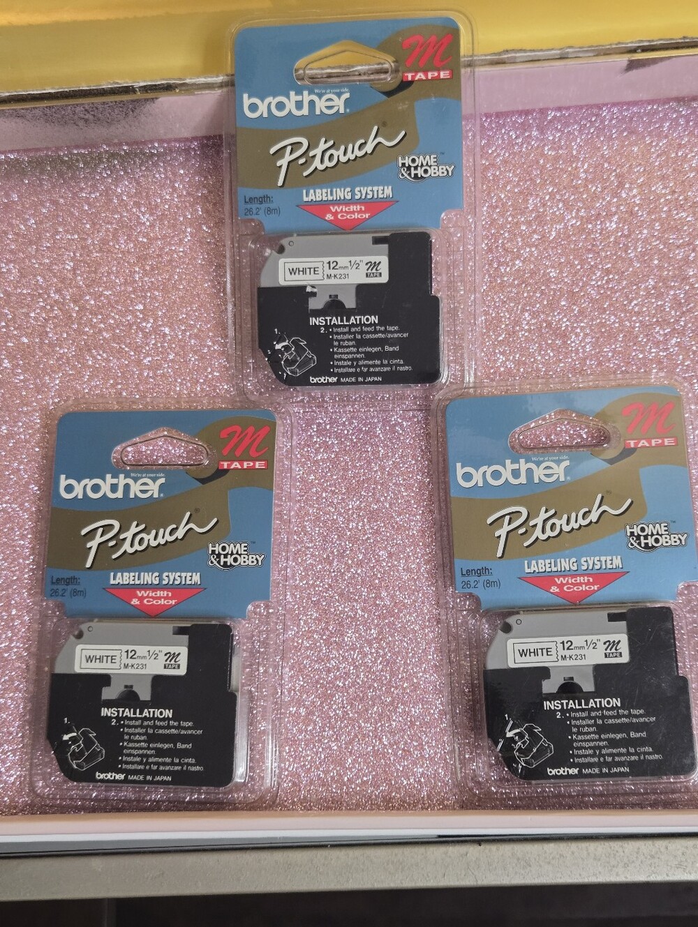 3PK Brother P-Touch M-K231 Label Tape 12mm 1/2" White 26.2ft Home & Hobby Japan